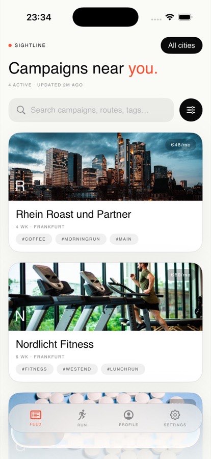 SightlineRun App — Kampagnenübersicht